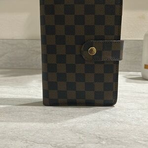 Checkered Wallet with Button Closure